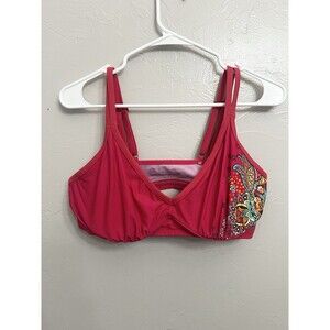 ATHLETA Boho PAISLEY Pink Bikini Top Size 36DD Excellent Condition